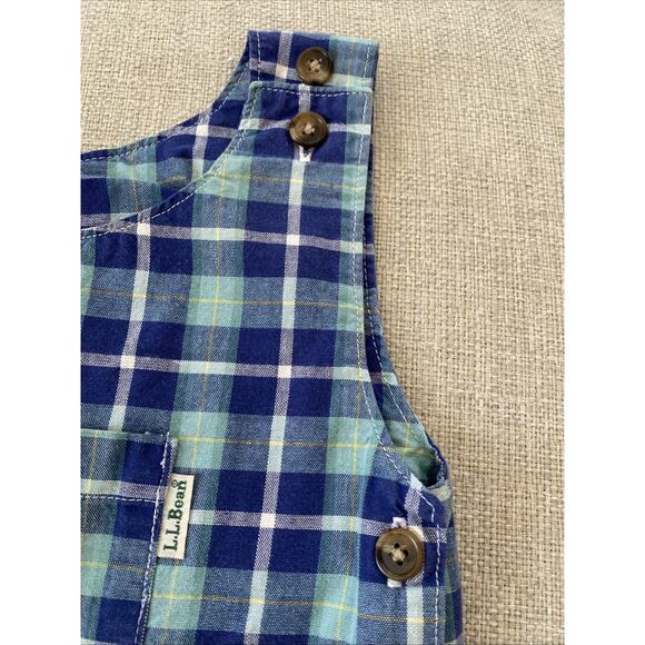 Vintage LL BEAN 6-12 Months Plaid One Piece Baby Romper Bubble Snap Preppy - Picture 3 of 11